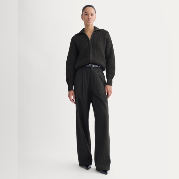 Everlane The Full Zip Sweater in Everyday Cotton in Black, Size Medium - Picture 2 of 10